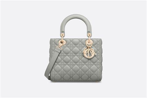 Medium Lady Dior Bag Stone Gray Cannage Lambskin 